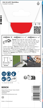 „Bosch EXPERT PAII 52 APIT MultiMax“ įgilinamo pjovimo diskas karbido pjovimui.